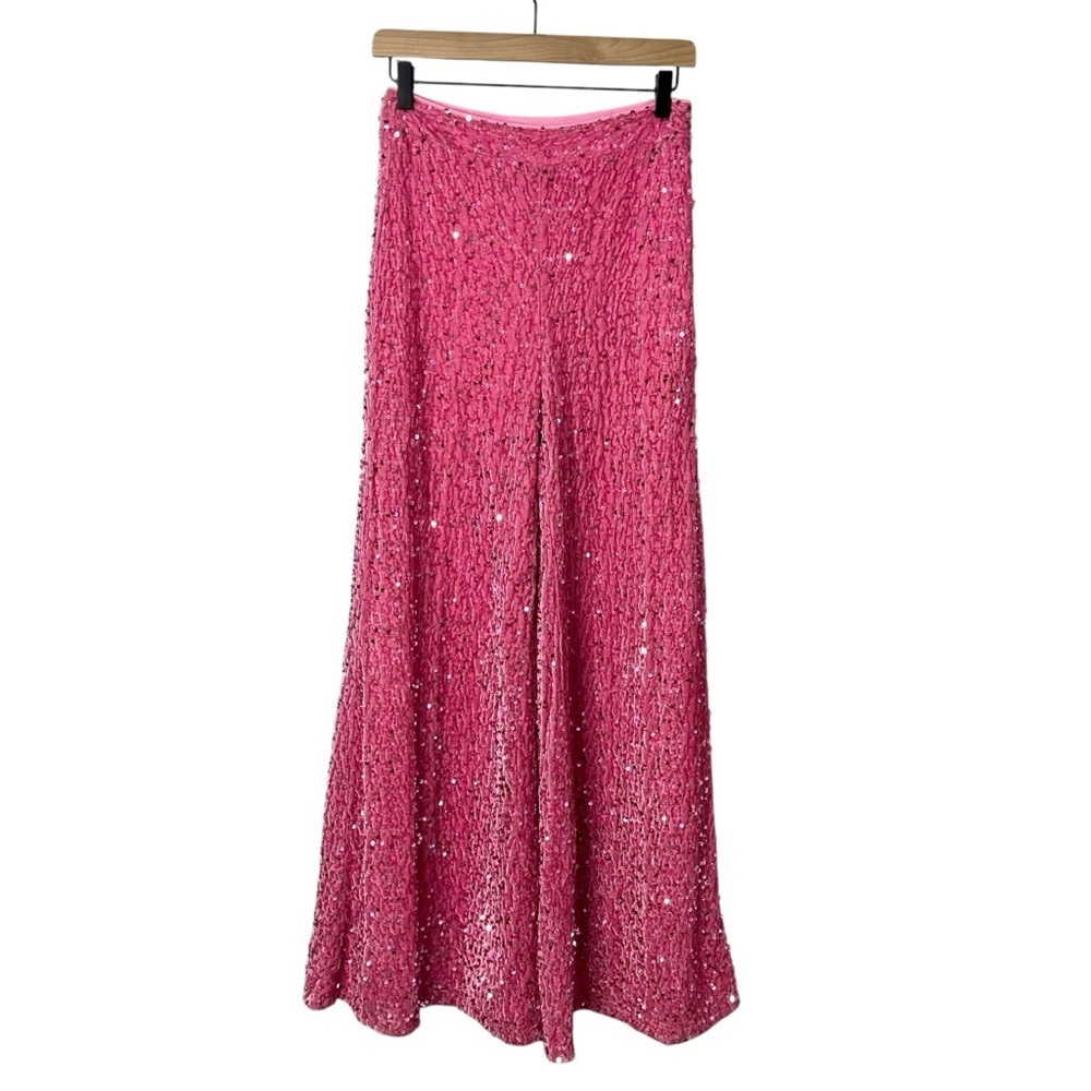 Faeriesty Sequin Wide Leg Pants Pink Size Medium - Picture 2 of 8